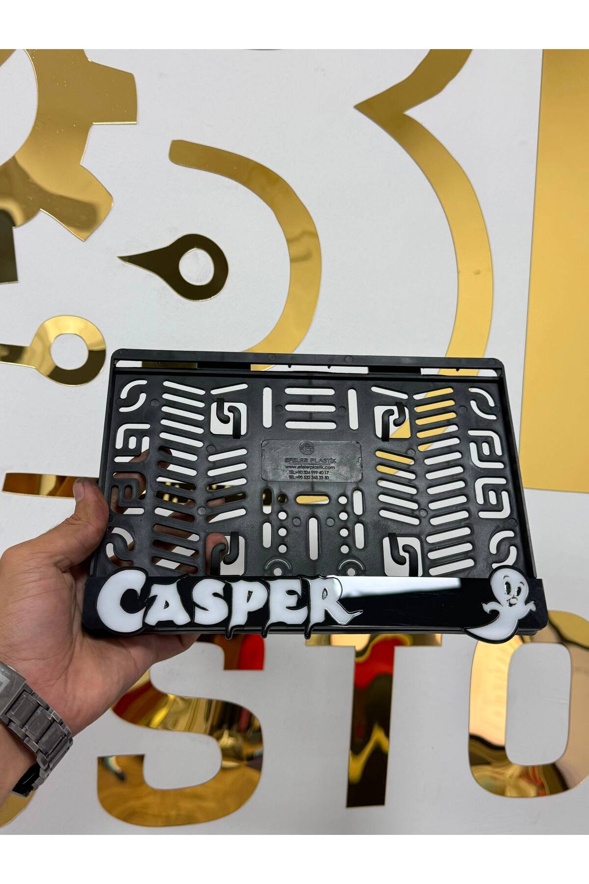 Casper Yazılı Pleksi Motor Plakalığı | Hayalet Figürlü - Görsel 6