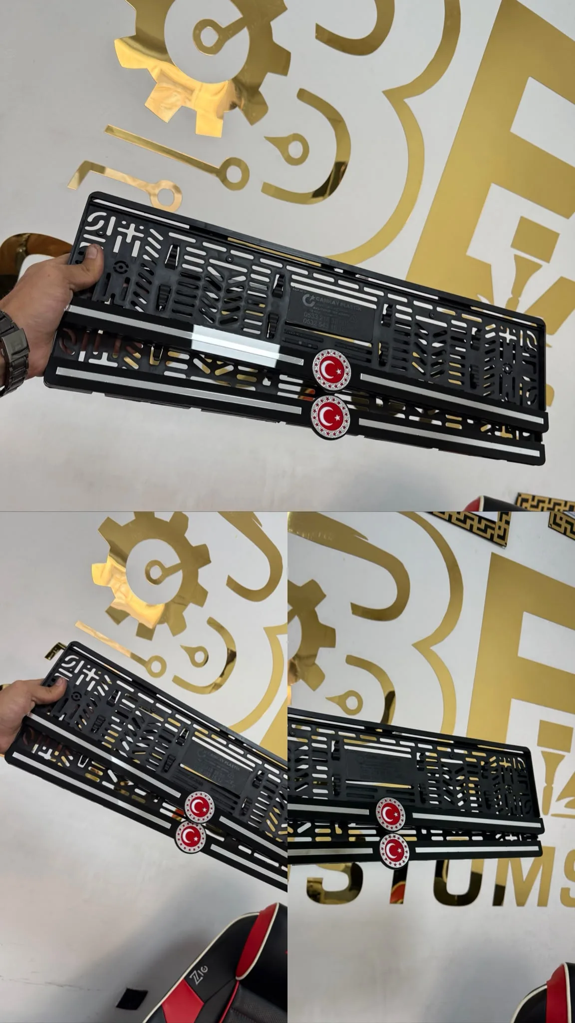Cumhurbaşkanlığı Forsu Temalı Pleksi Araç Plakalığı Gümüş Gri – Parlak Lazer Kesim Oto Plakalık araç plakalık görsel 3